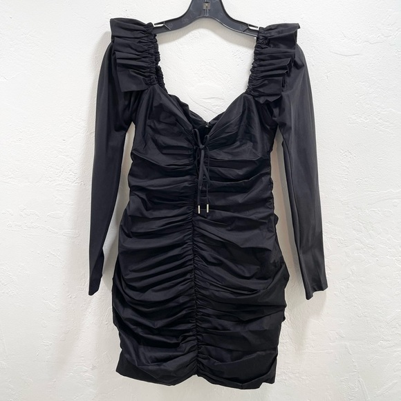 HOUSE OF CB Floriana Black Stretch Frill Dress - Picture 2 of 5